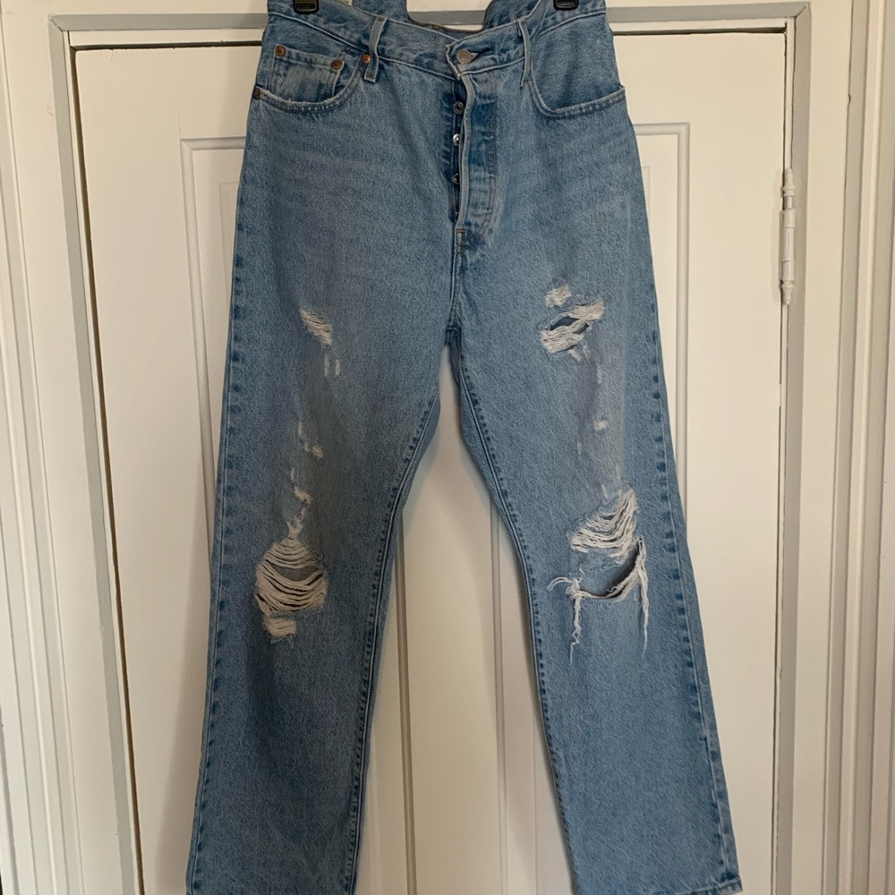 Levi's 501’s Blue Distressed High Rise Jeans